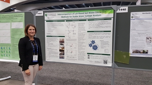 Dyan presented research on soil water extraction methods for isotope analysis.