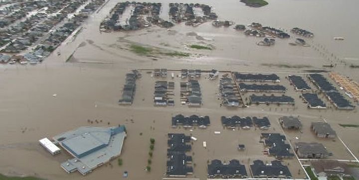 An aerial view of High River during the June flood.(Photo Credit RCMP via Global News) 